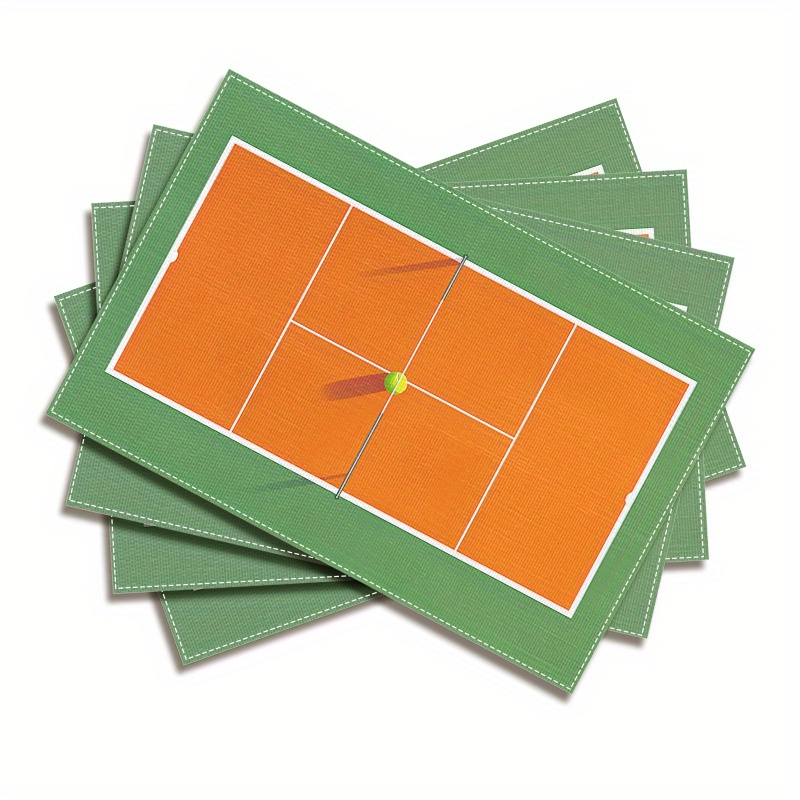 Badminton House - Leinen-Tischset mit Tennisplatz-, Schläger- und Ball-Design,