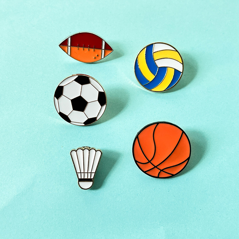 Badminton Icon - Cartoon Sport Ball Broschen Set Fußball