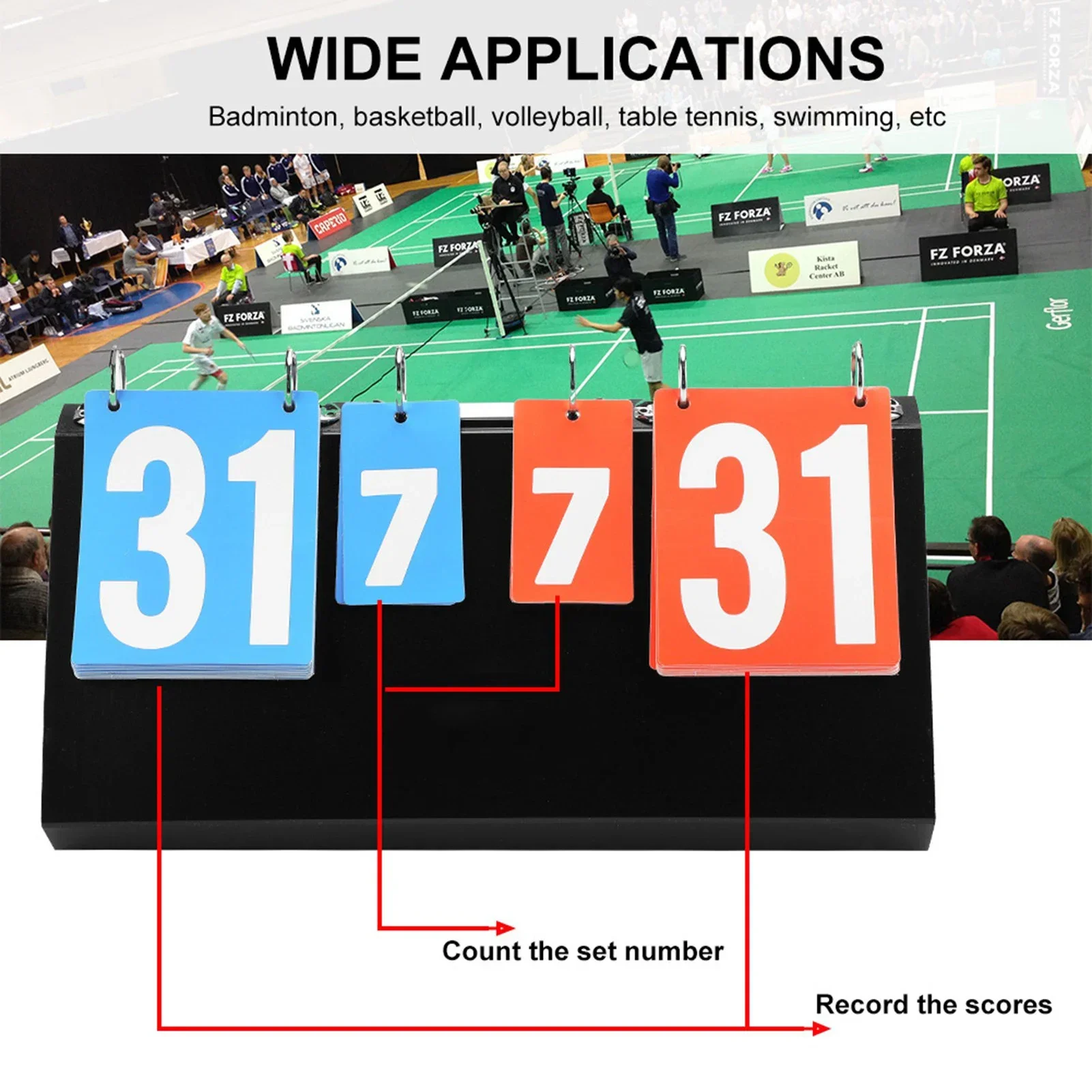 Badminton Score - 4-stellige Anzeigetafel für Sportwettbewerbe, für Tischtennis,