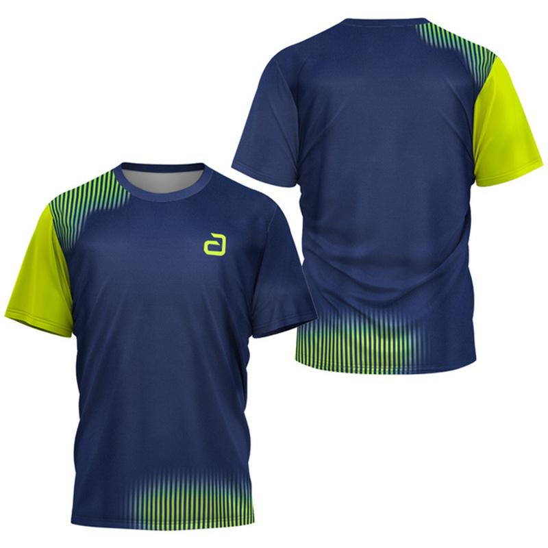 Badminton Asia - Herren Tischtennis T-Shirt mit Unterstrom-Muster, Sommer-Tennis-Badminton-T-Shirt,