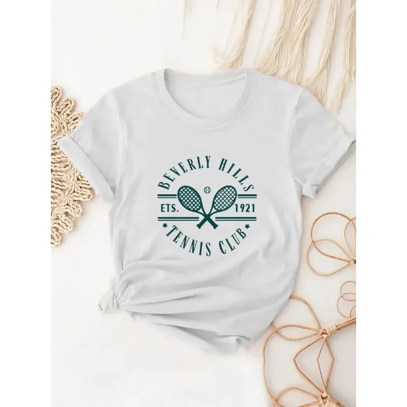 Badminton Asia - Badmintonschläger bedrucktes T-Shirt mit kurzen Ärmeln,